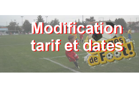 Modification : Stage de foot du 13 au 17 Avril 2015