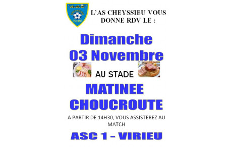Matinée CHOUCROUTE le dimanche 3 novembre