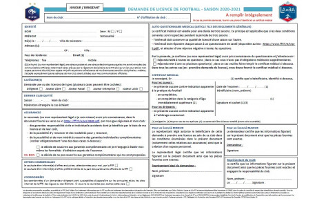 Procédure d'inscription saison 2020-2021