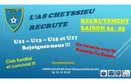 Recrutement U10 à U17 entente